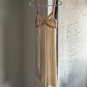 Vintage Cream Nylon Slip Dress Lace Trim Lingerie Midi 34 Canada